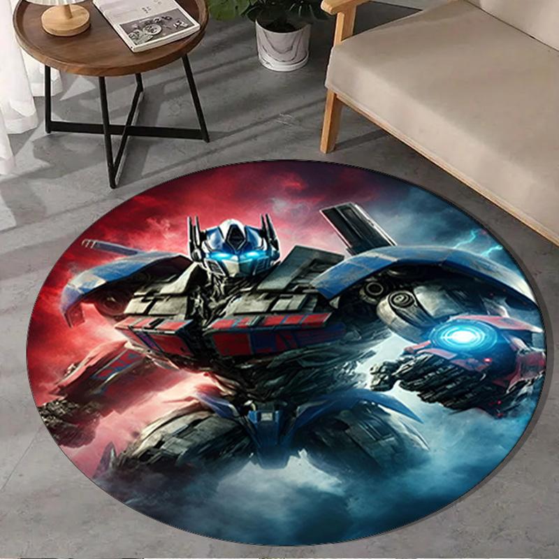 1PC Optimus-Prime Round Rug, Non-slip Chair Mat, Home Decor, Circle Carpet Perfect for Office, Bedroom, Living Room,Christmas gift