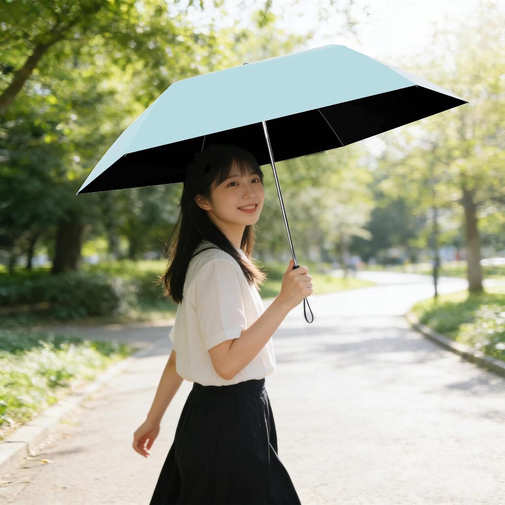 CUTECALL 200g UV Automatic Suitable for Sunny and Rainy Compact Folding Windproof and and Day Gift Blue Ultra-lightweight Parasol, 100% Protection,