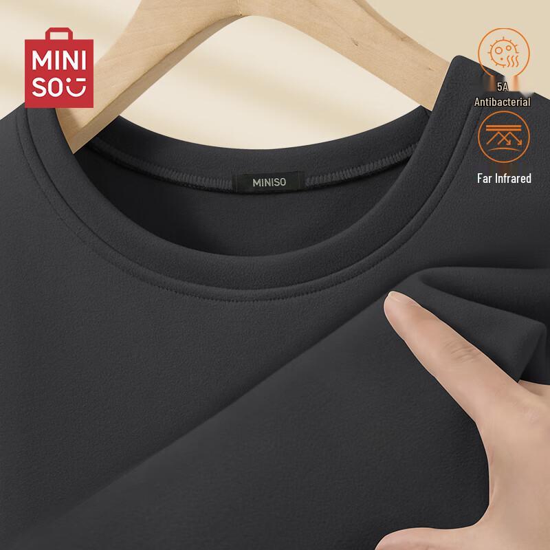 MINISO Men's Fleece-Lined Long Sleeve Thermal T-Shirt