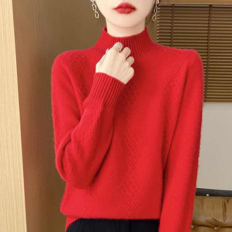 Suéter de cachemira para mujer Qinghe cachemira 30% cachemira 70% lana jersey de otoño e invierno cálido y a la moda
