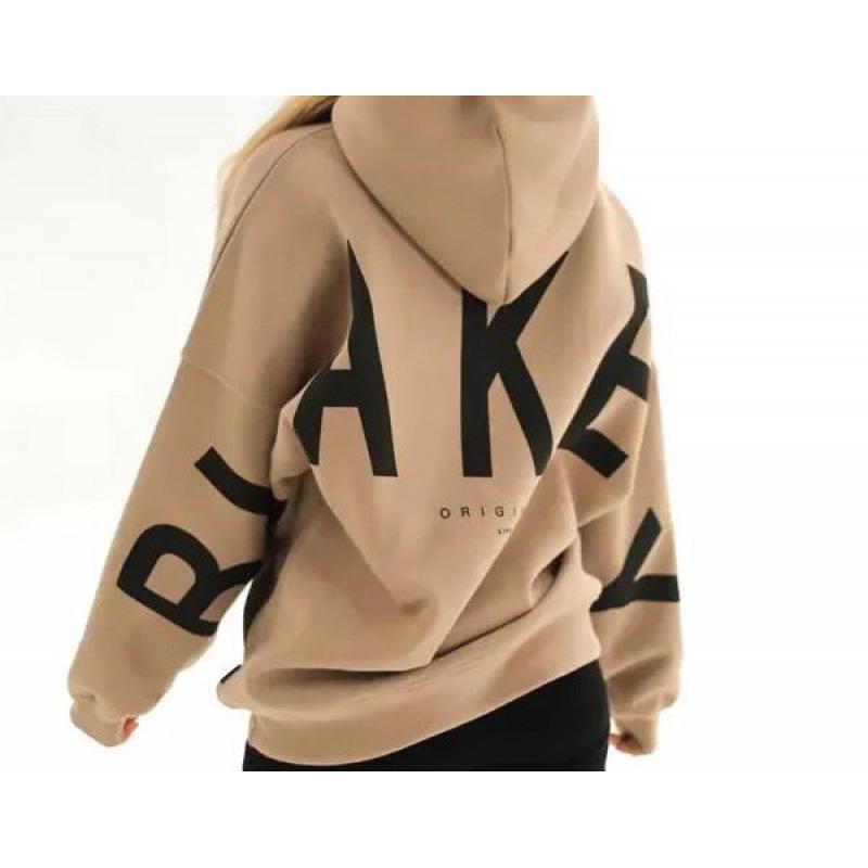 Felpa con cappuccio unisex in velluto e cotone 2025 Europe Cross TK Plus - Versatile per l'autunno, Stampa con lettere grandi