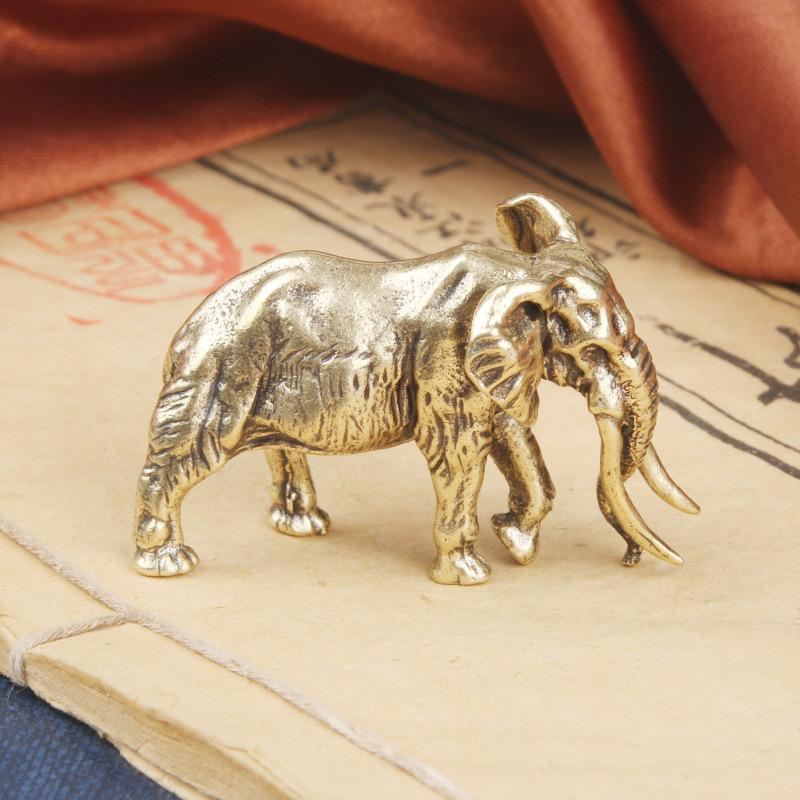 

Solid Brass Mammoth Desktop Ornament Elephant Bronze Sculpture Craft Collectible Tea Pet Decoration Copperware Wholesale