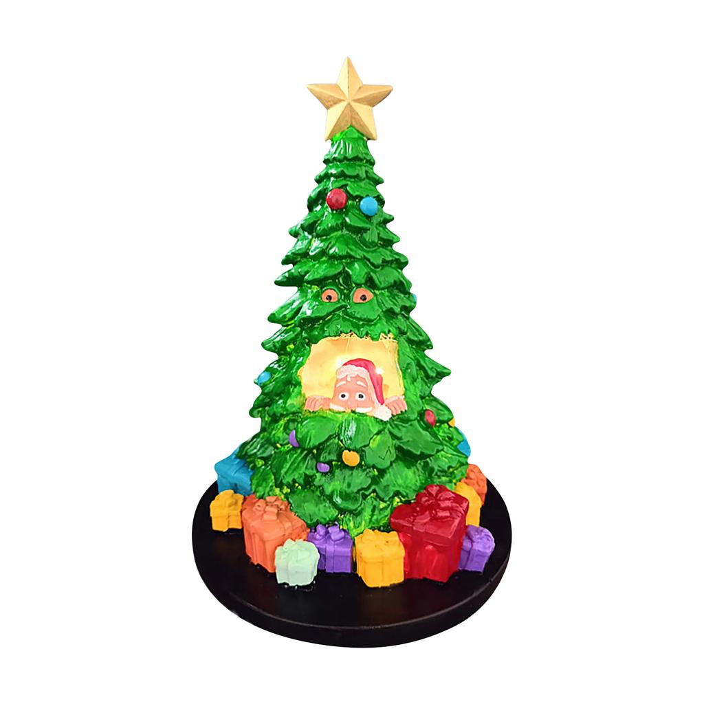 Christmas Tree Decoration Unique LED Lights Music Box Luminous Village House Desktop Ornament for Home Office New Year Gift