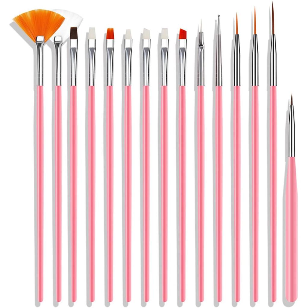 YIKOOLIN 20pcs Nail Art Brush Set UV Gel Polish Pen Acrylic Nail Design Kit DIY Painting Tools for Nail Artistry