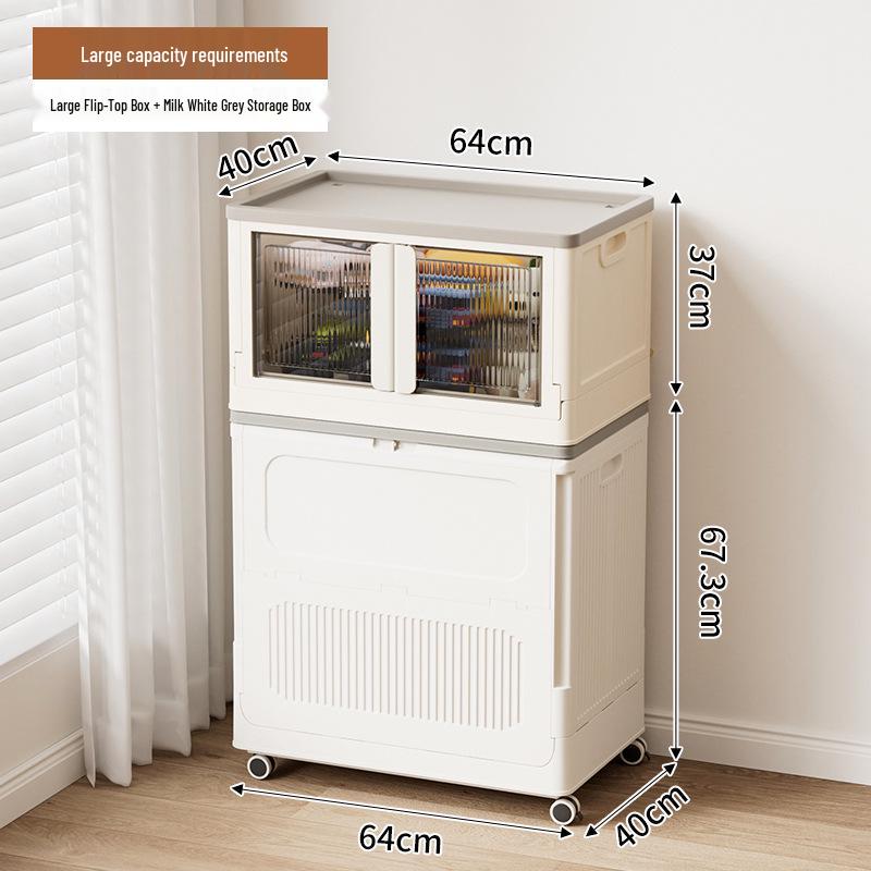 Foldable Plush Toy Storage Basket - Extra Large Flip-Top Box for Living Room