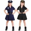 JUNDOMECY Police Cosplay Costume for Kids, Halloween Costume, Kids Police Officer Uniform, Girls' Policewoman Costume, Cute Black and Navy, Plus