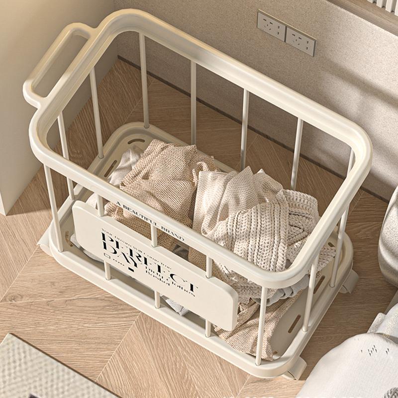 Movable Dirty Clothes Storage Basket  Large Capacity Clothes Storage Container for Dirty Hamper Washing Clothes Storage Basket