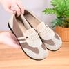 Spring and Autumn Women's Mesh Breathable Soft-Soled Casual Shoes Middle-Aged and Elderly Mom's Shoes Sports Walking Slip-On Plaid Flat Shoes