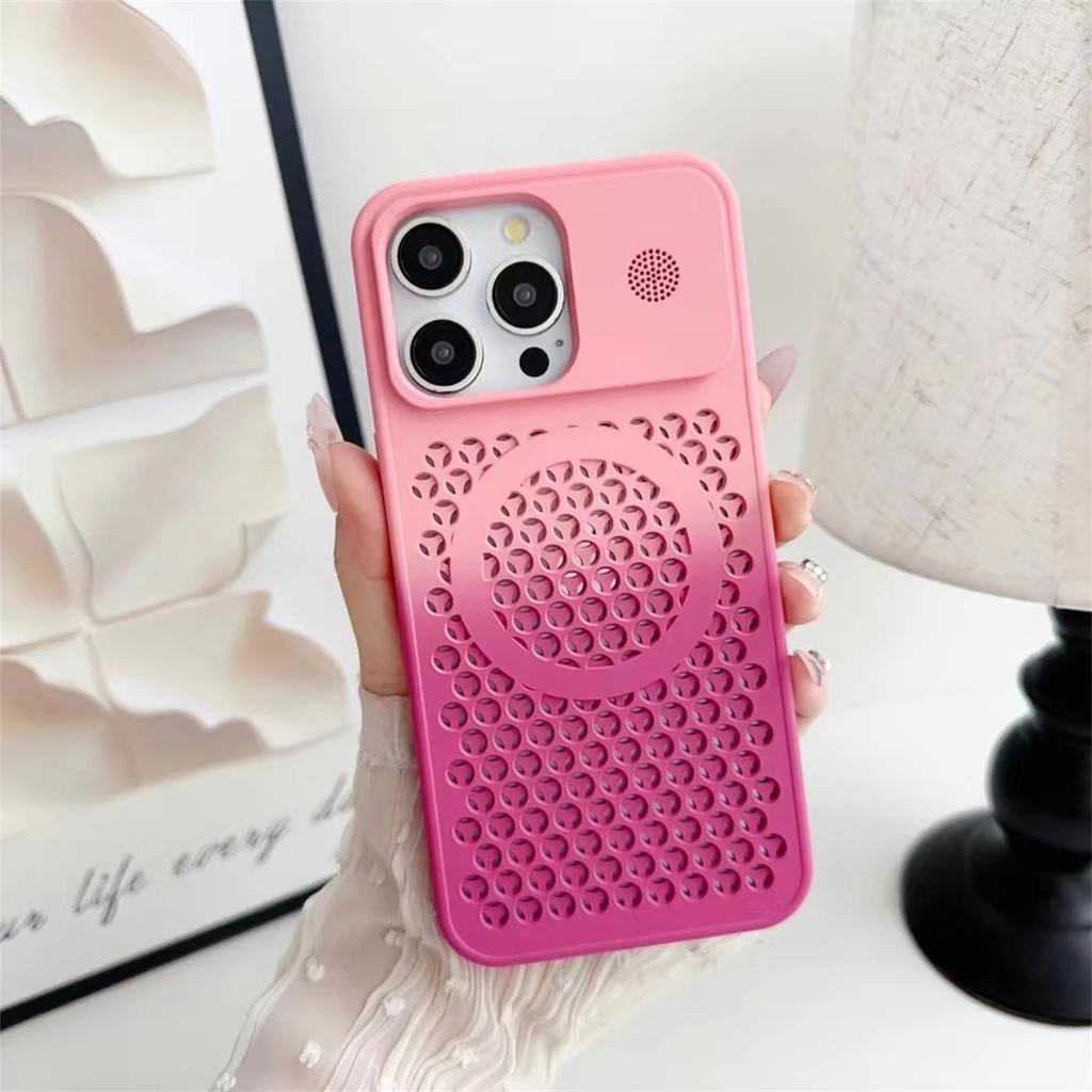 Fashion Colorful Honeycomb Aromatherapy Magnetic Cooling Protective Case for iPhone 15 14 13 12 Pro Max Cooling Shockproof Case