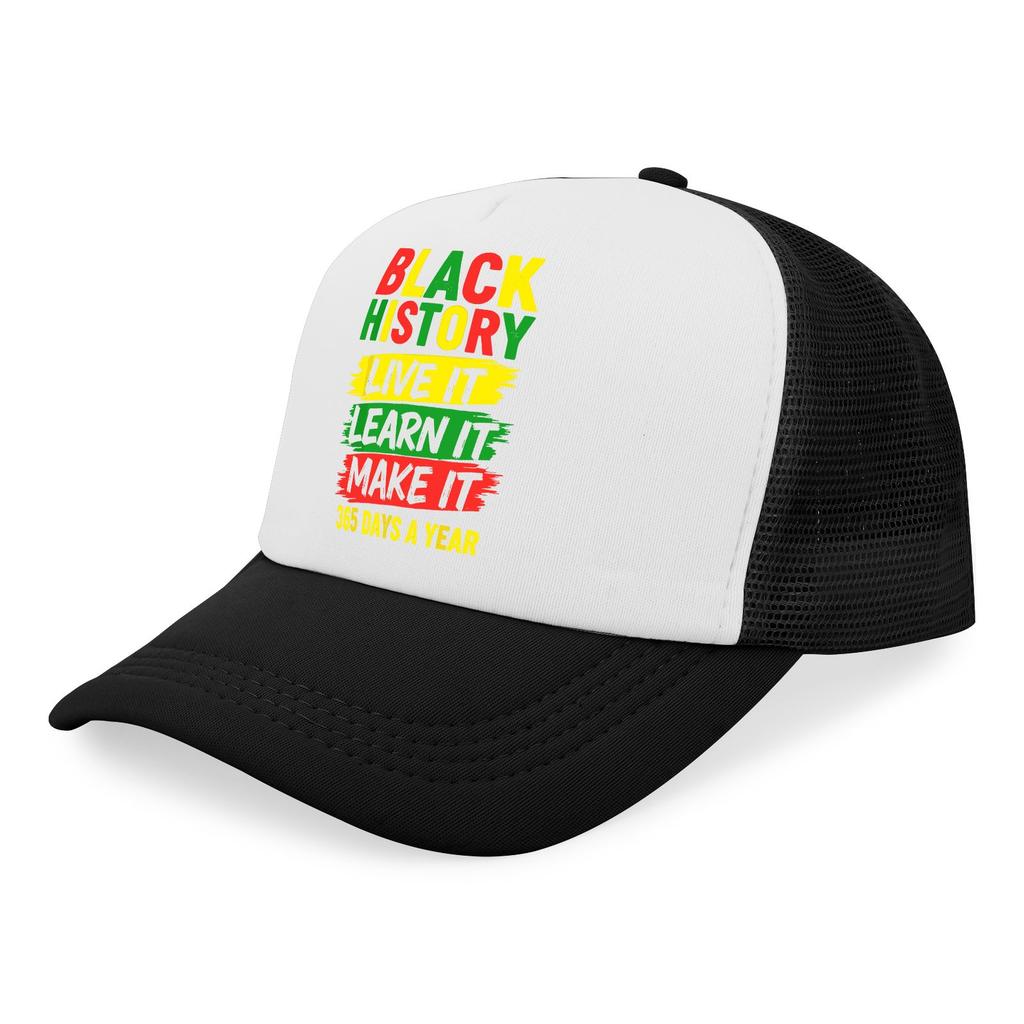 Black History Month Learn Live Make It Trucker Hat Polyester Adjustable Mesh Cap for Adults