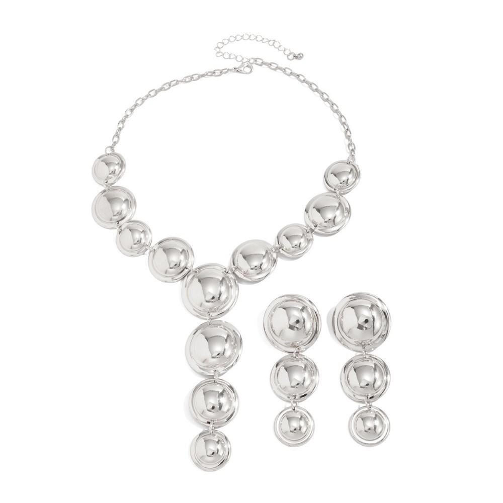 Metal Necklace Earrings Set Luxury Exaggerated Geometric Jewelry Set  Girls