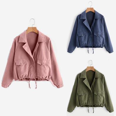 Orchis Kadın Sonbahar Moda Kısa Pembe Düğme Ceket Cep Ceket Hırka