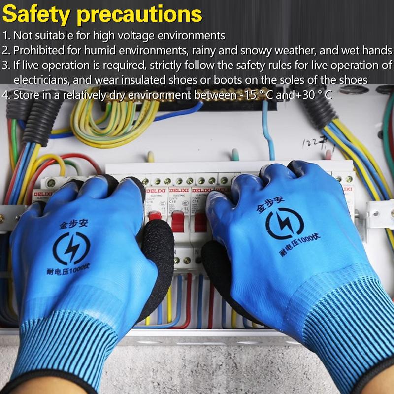 1 Pair Withstanding Voltage 1000V High Elasticity Glove Safety Protective Blue Electrician Insulating Gloves