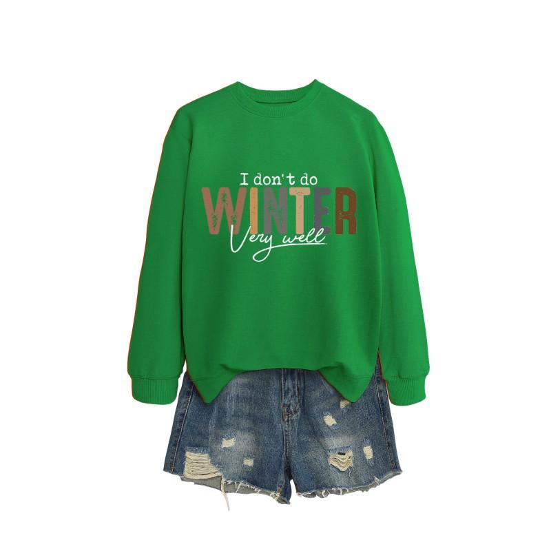 Womens Long Sleeve Round Neck Graphic Print Loose Fit Sweatshirt Casual Fashion Top