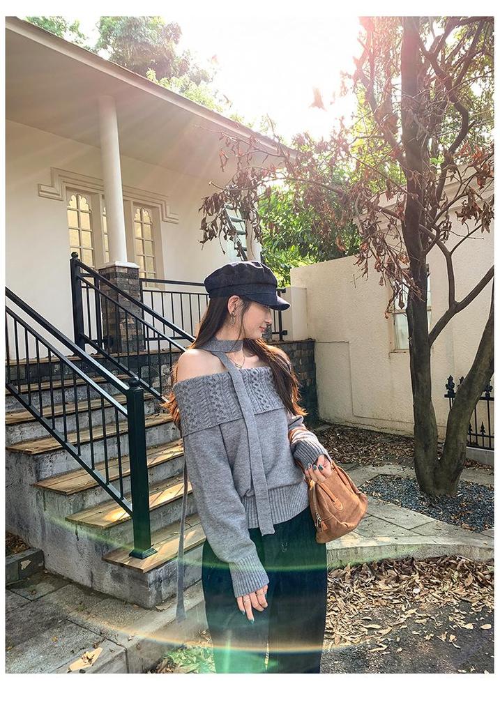 Chic One-Shoulder Long-Sleeve Knit Top for Women - 2025 Early Autumn