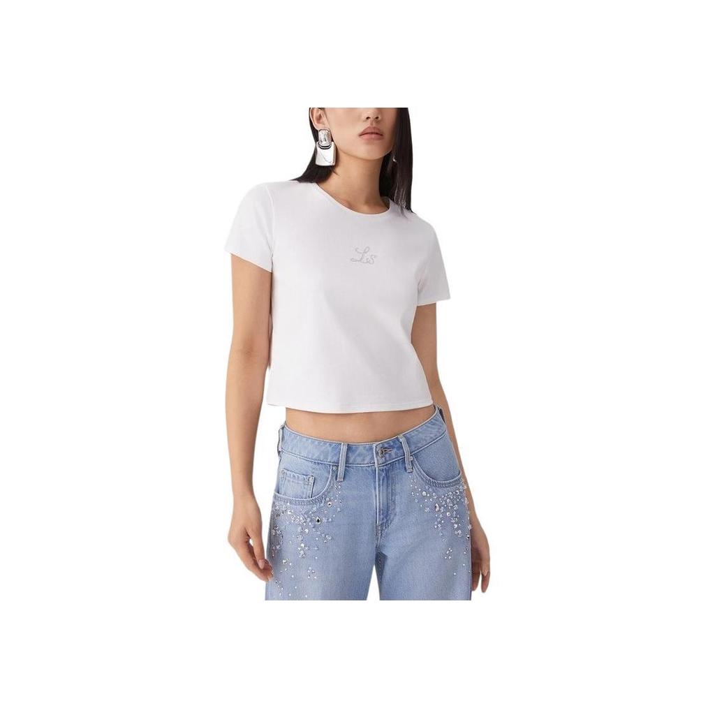 Levis Soft Comfortable Casual Ribbed Crew Neck Short Sleeve T-Shirt Women Tops White 003HQ-0000