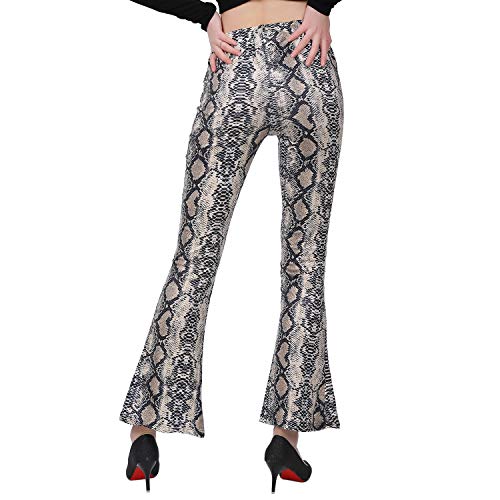 Donalee Women's Stretch Flared Bootcut Python Print Long Pants (Python, Size M)