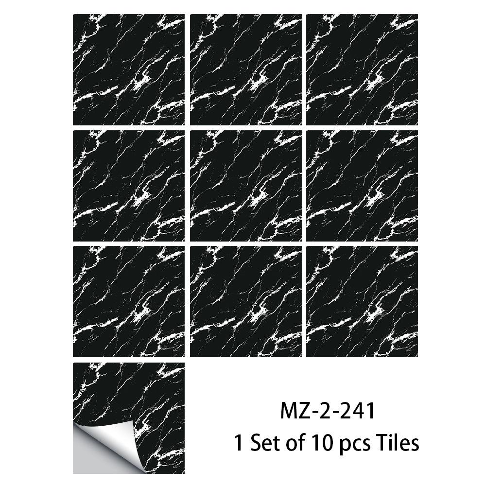 10/15/20/30cm Simulation Black Marble Tile Sticker Kitchen Bathroom Wardrobe Decor Waterproof & Oil-proof Ceramics Art Wallpaper