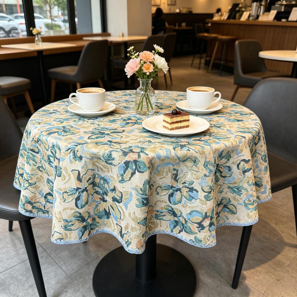 Kitchen Dining Home Ornament All Purpose Cotton Small Round Fabric Tablecloth