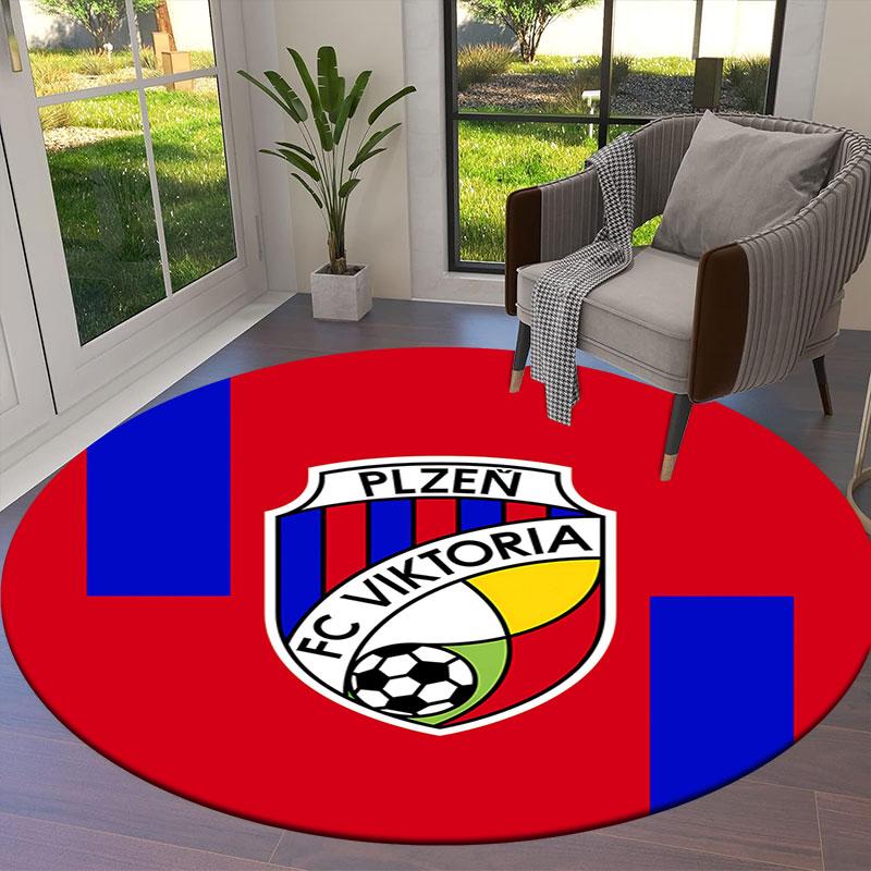 FC Viktoria Plzen Round Area Rug,Carpet Rug for Living Room Bedroom Sofa Playroom Decor,Non-slip Floor Mat