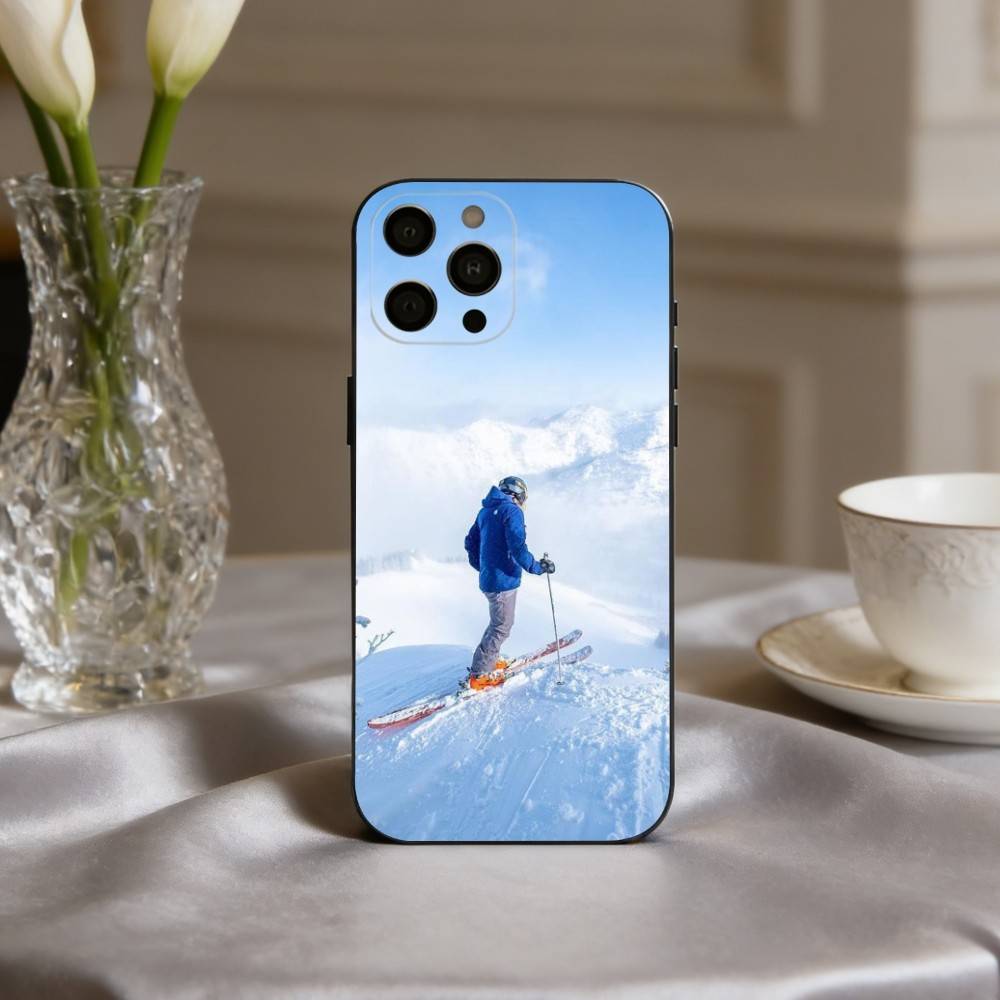 S-Schnee M-Berg Skifahren Ski Handyhülle Für iPhone 17,16,15,14,13,12,11 Plus,Pro Max,XS,Weiche Silikon Schwarze Hülle