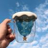 Christmas Tree Double Wall Glass Mug – Heat Resistant Snow Mountain Cup for Coffee, Milk & Holiday Drinks