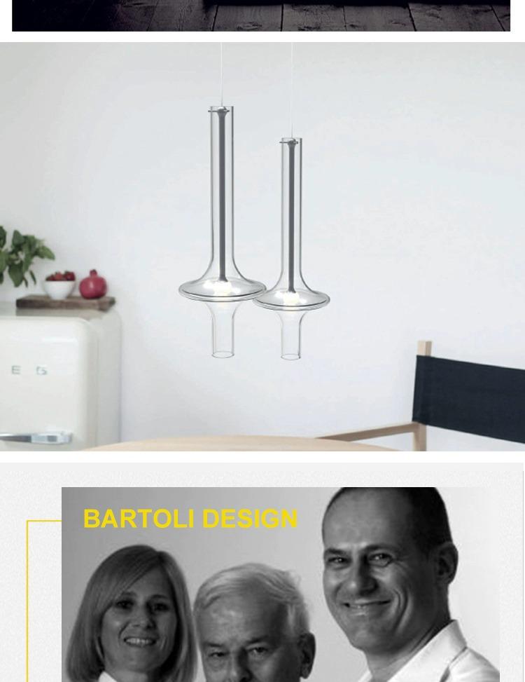 Italian PENTA Designer Pendant Light for Dining and Bars - Art Glass and Bamboo