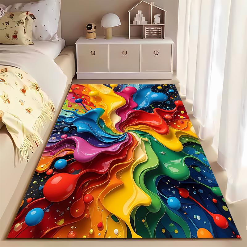 Abstract Rainbow Swirl Colorful Art Carpet for Home Decoration Suitable for use as an anti-slip for living room bedroom sofas