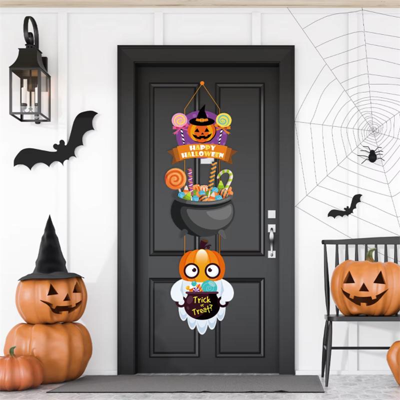 Halloween Party Decoration Door Hanging Creative Pumpkin Pattern Home Door Decorations Festival Party Wall Hanging Decoration