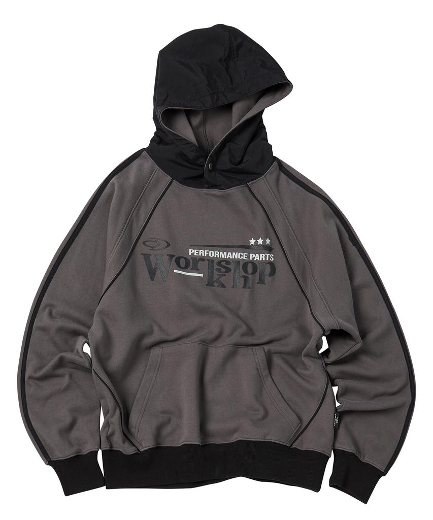 Workshop Line Raglan Nylon Mix Hoodie Charcoal