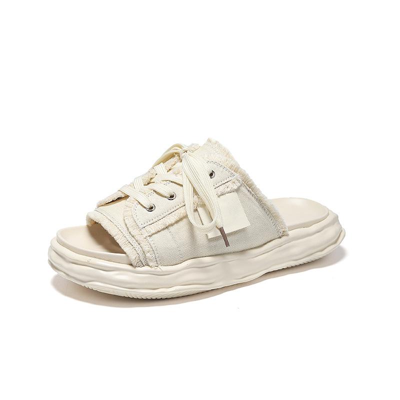 

Новый нишевый дизайн односложная версия мужские тапочки маффин высота подошвы увеличение универсальные повседневные дышащие тапочки 4888-R 43 белый