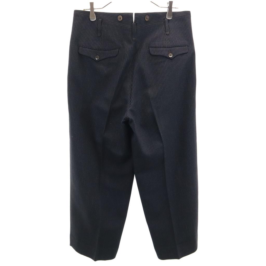 60s Vintage Striped Pattern Slacks Pants Black Series Button Fly Men's Used