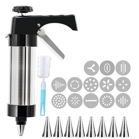 Keks-Presse Edelstahl Keks-Ausstecher-Set für Anfänger Keks-Teig-Extruder mit ergonomischem Griff