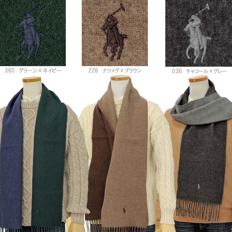 POLO RALPH LAUREN Reversible Scarf PC0455 and Scarf Polo Black x Gray One Size Fits All One-Point Men's Women's [Used]