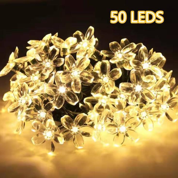 

Солнечная перезаряжаемая светодиодная садовая лампа для газона 7M 50LED Солнечная гирлянда Fariy Light Водонепроницаемый уличный декор для сада Ландшафтное освещение жёлтый
