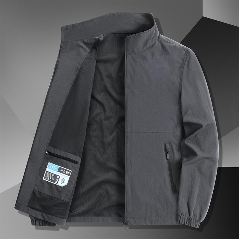 Giacca a vento leggera da uomo con colletto alla coreana, autunnale, casual, sportiva, vestibilità ampia
