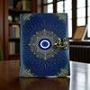Handmade Evil Eye Leather Journal: Blue & Gold Book of Shadows
