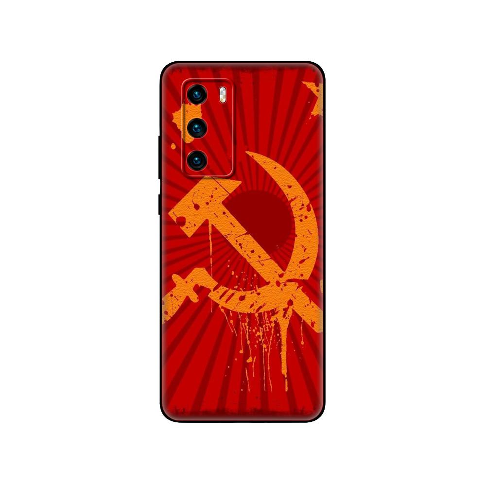 Black Tpu Case For Huawei P30 Lite P30 Pro P40 Case For Huawei P40 LITE E P Smart 2020 Case Cover Soviet Union USSR Grunge Flag
