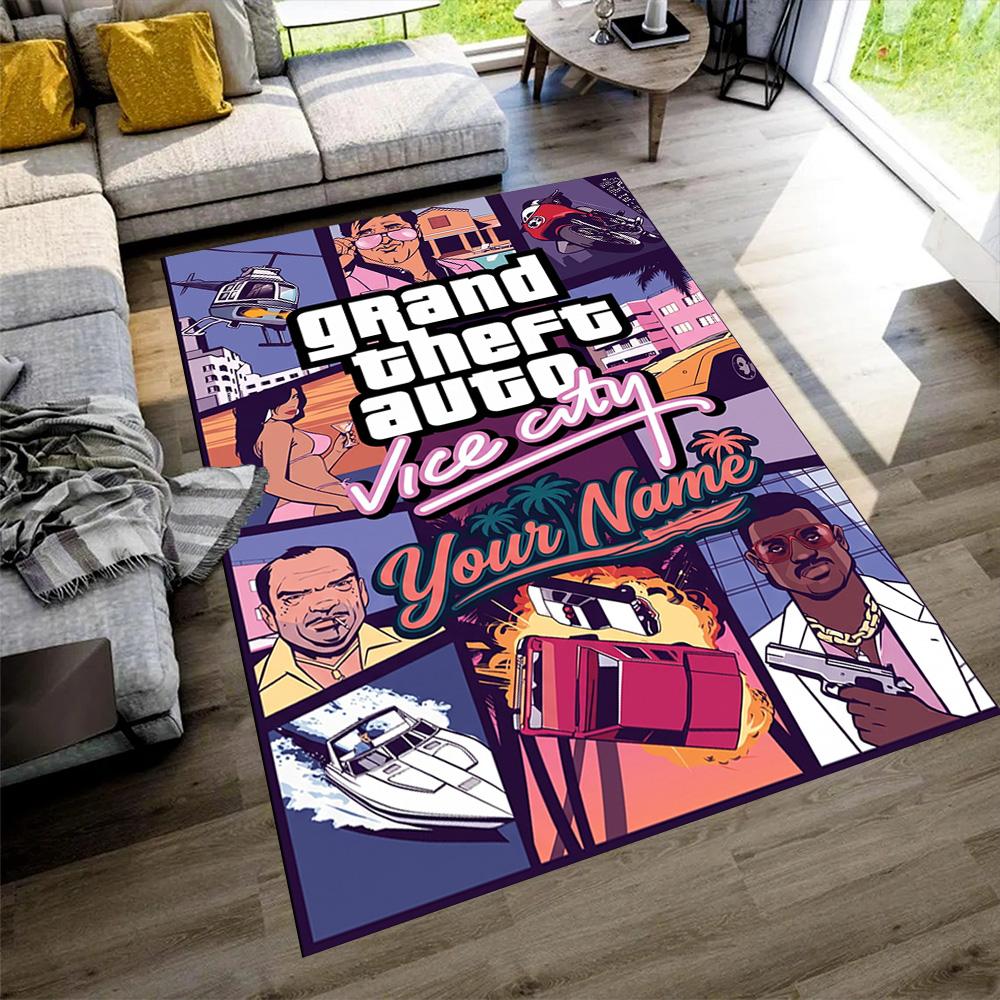 Grand Theft Auto Customize Your Name Area Rug Suitable for Decorate room Game Room Foyer Hallway Antislip Carpet Office home decor Spiritual Gift