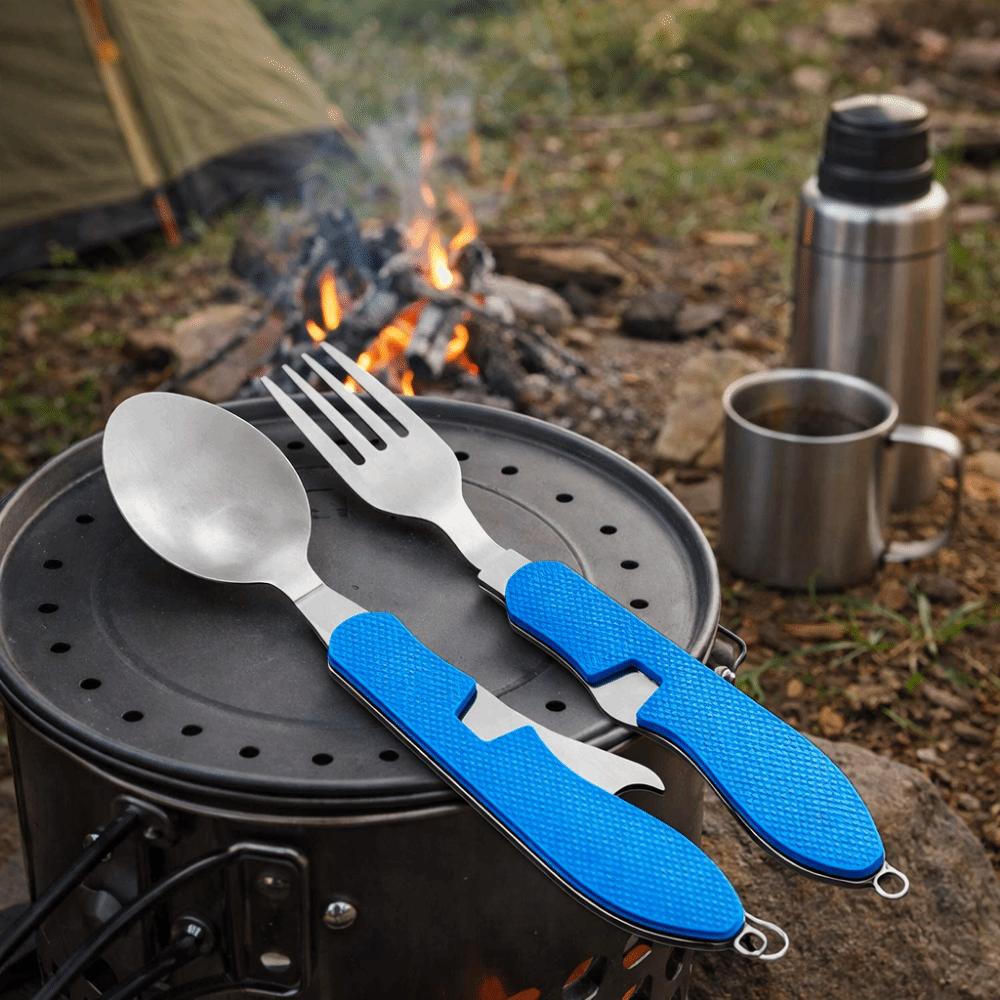 Detachable Design Foldable Camping Utensil Set Comfortable Grip Folding Tool  Picnic Travel
