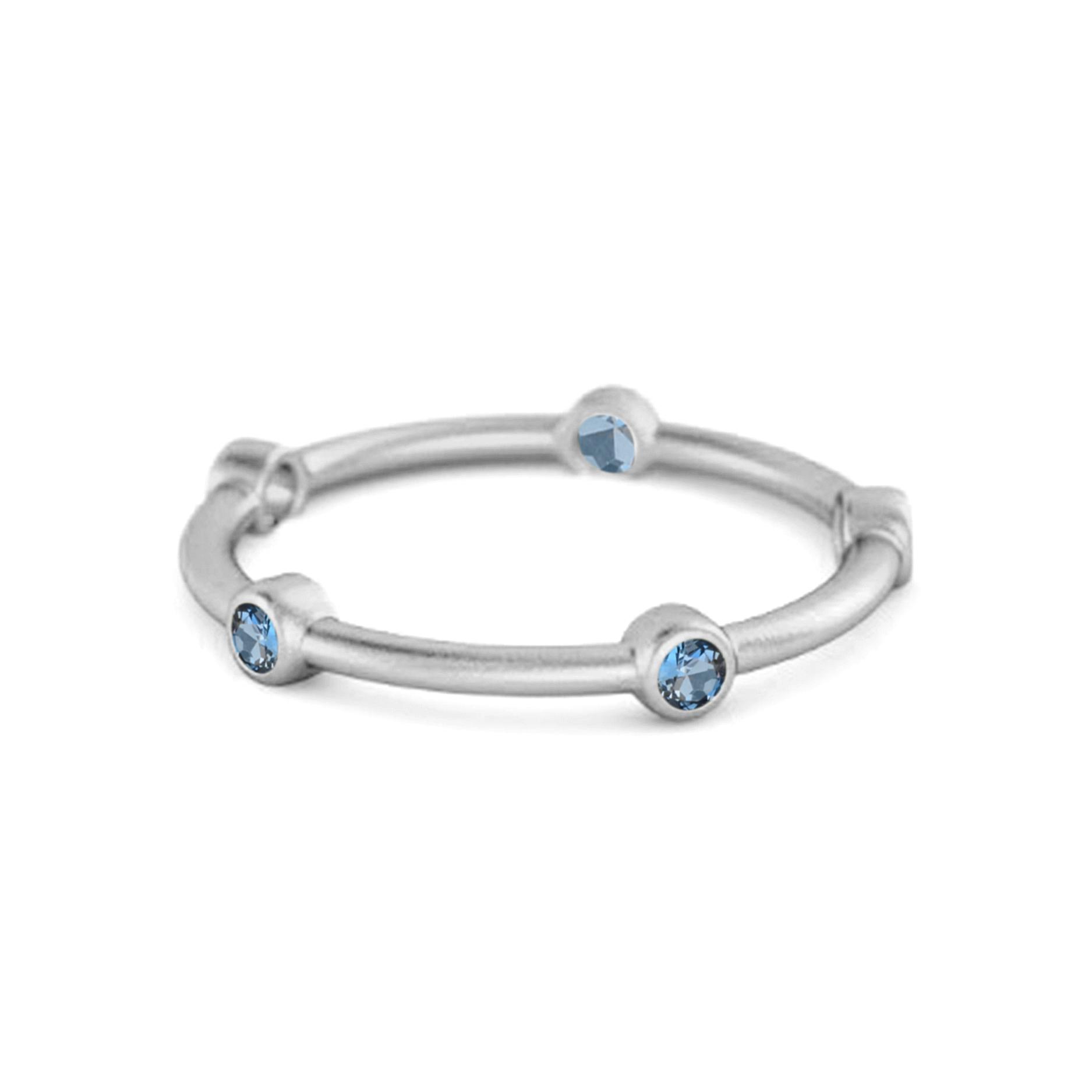 London Blue topaz Minimal Stackable Band Ring - 925 Sterling Silver 6.5