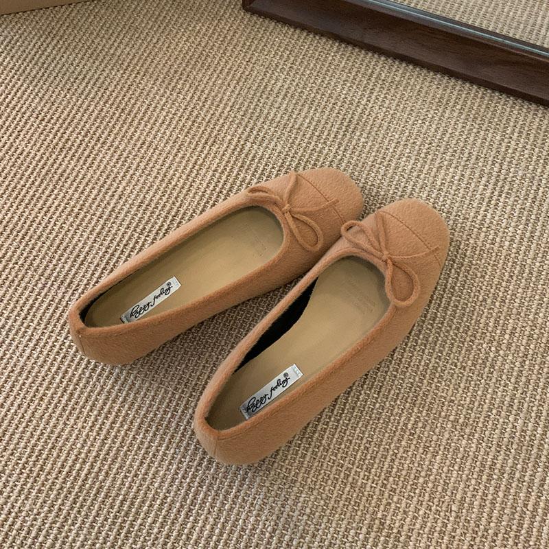 

Мода Мода Обувь с бантом-бабочкой Неглубокие женские балетки Слипоны для дам Круглый носок Флок Женские балетки 35