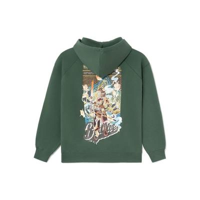 Li Ning Badfive Sports Basketball Series Hoodie With Tiger Mountain Print Unisex Hoodies Garden-Green AWDS129-4