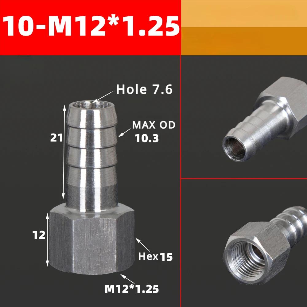 

6 8 10 12mm Hose Barb x M10 M12 M14 M16 M18 M20 Metric Female 304 Stainless Steel Coupler Pipe Fitting Connector High Pressure Barb -Female