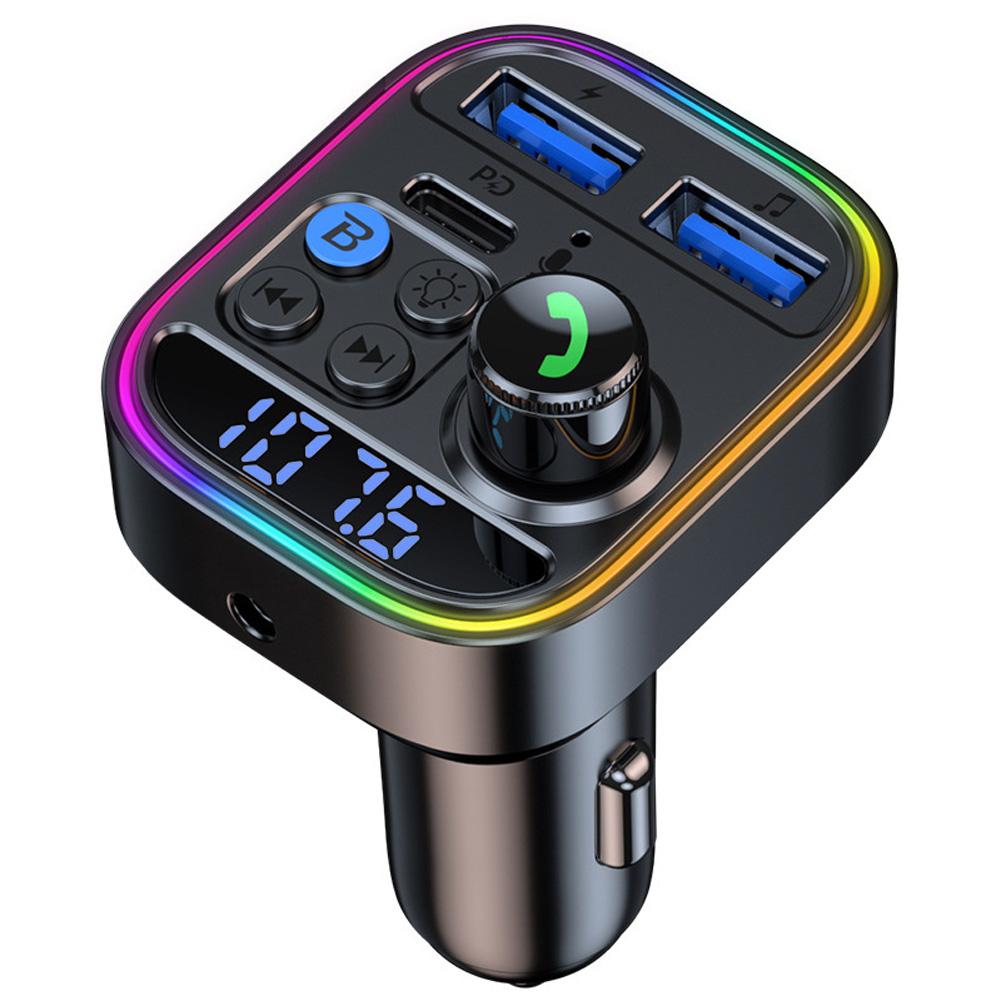 V5.3 FM Transmitter Car Adapter, Type-C PD30W And Dual USB QC 3.0 Ports Car Charger, Hands Free Calling, Wireless Radio MP3 Player Stereo Music Audio