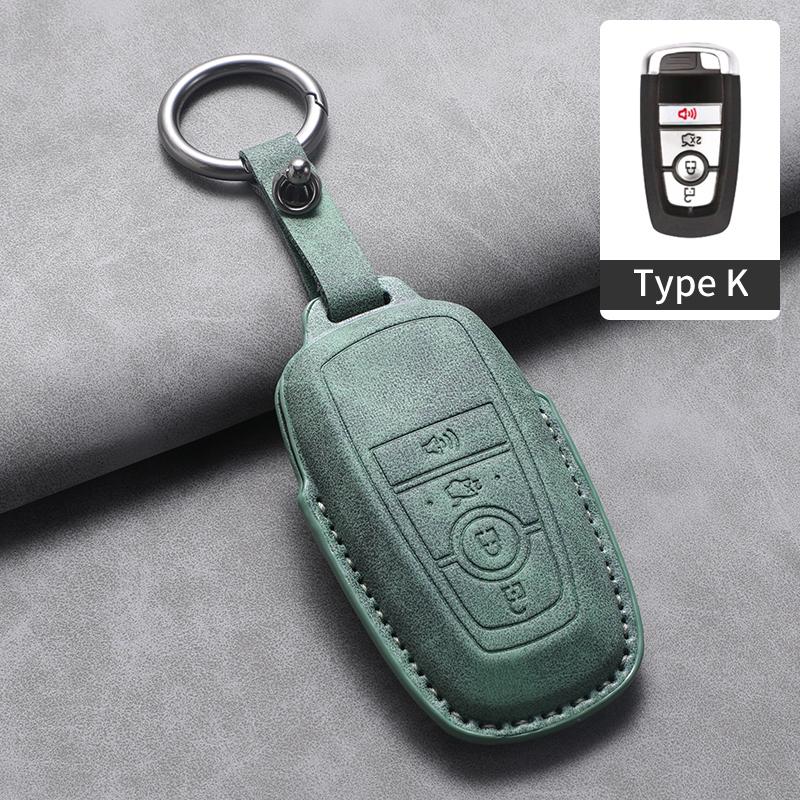 4 5 Buttons Leather Car Key Case Cover for Ford Fusion Mustang Edge Explorer Focus F150 F250 F350 F550 Escape for Lincoln Mondeo