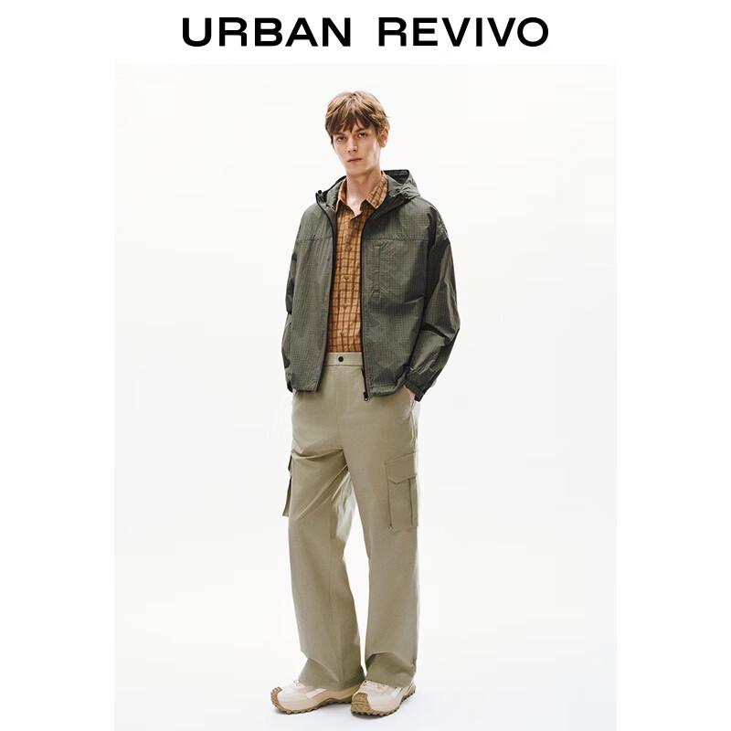 UR Men's Plaid Oversized Hooded Drawstring Jacket