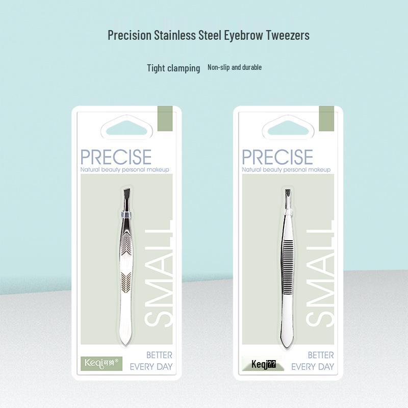 Keqi Stainless Steel Slanted Tweezers for Eyebrows and Beard Grooming