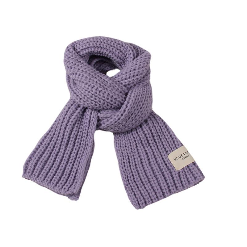 High-end burgundy solid color knitted scarf women go out for leisure and versatile fashion trendy autumn and winter thickened warm scarf