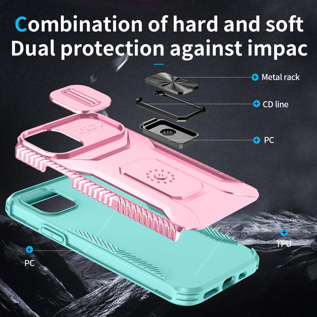 For iPhone 11 Pro Case PC+TPU Phone Cover Sliding Camshield Holder